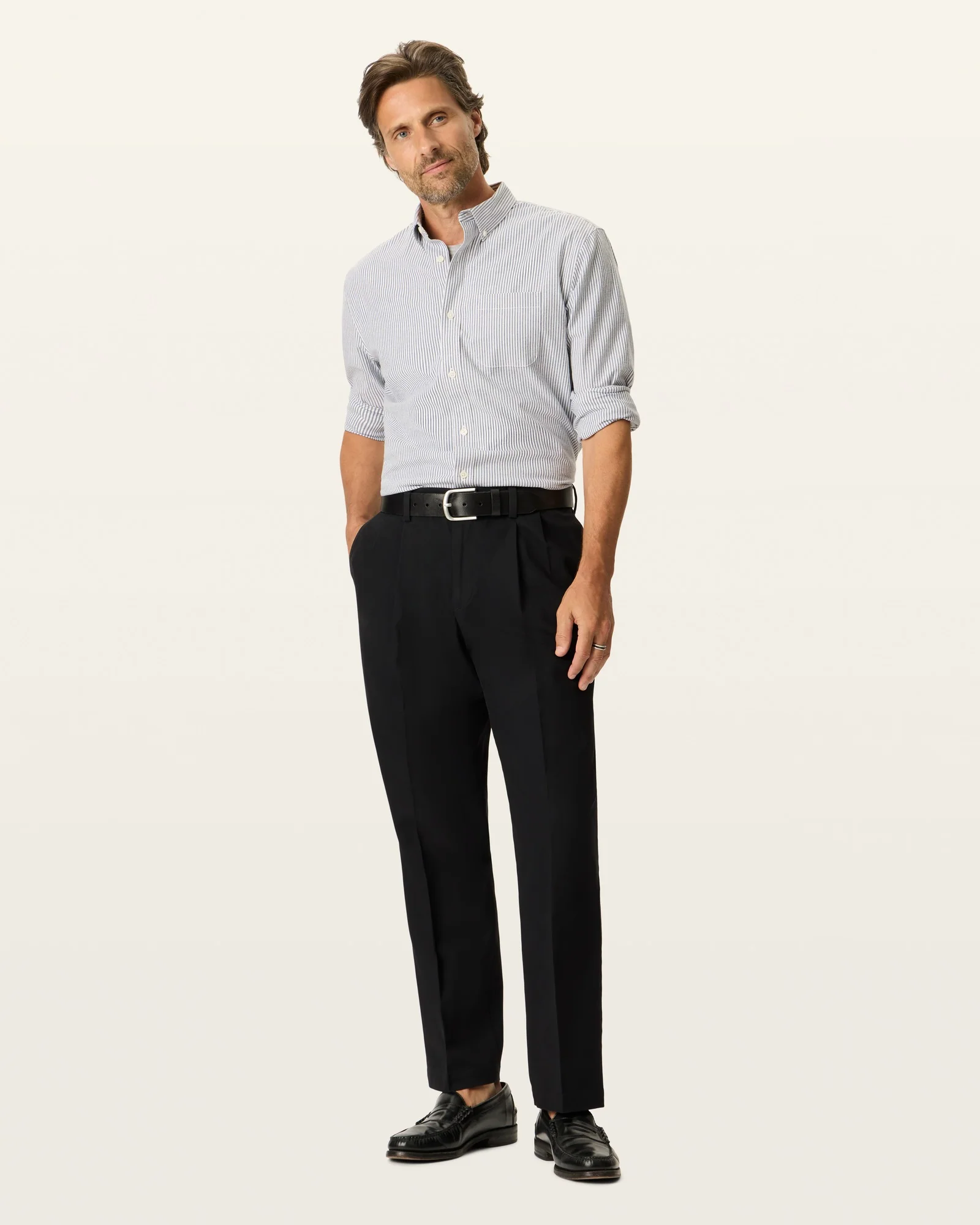 Signature Iron Free Khakis. Pleated. Classic Fit with Stain Defender®
