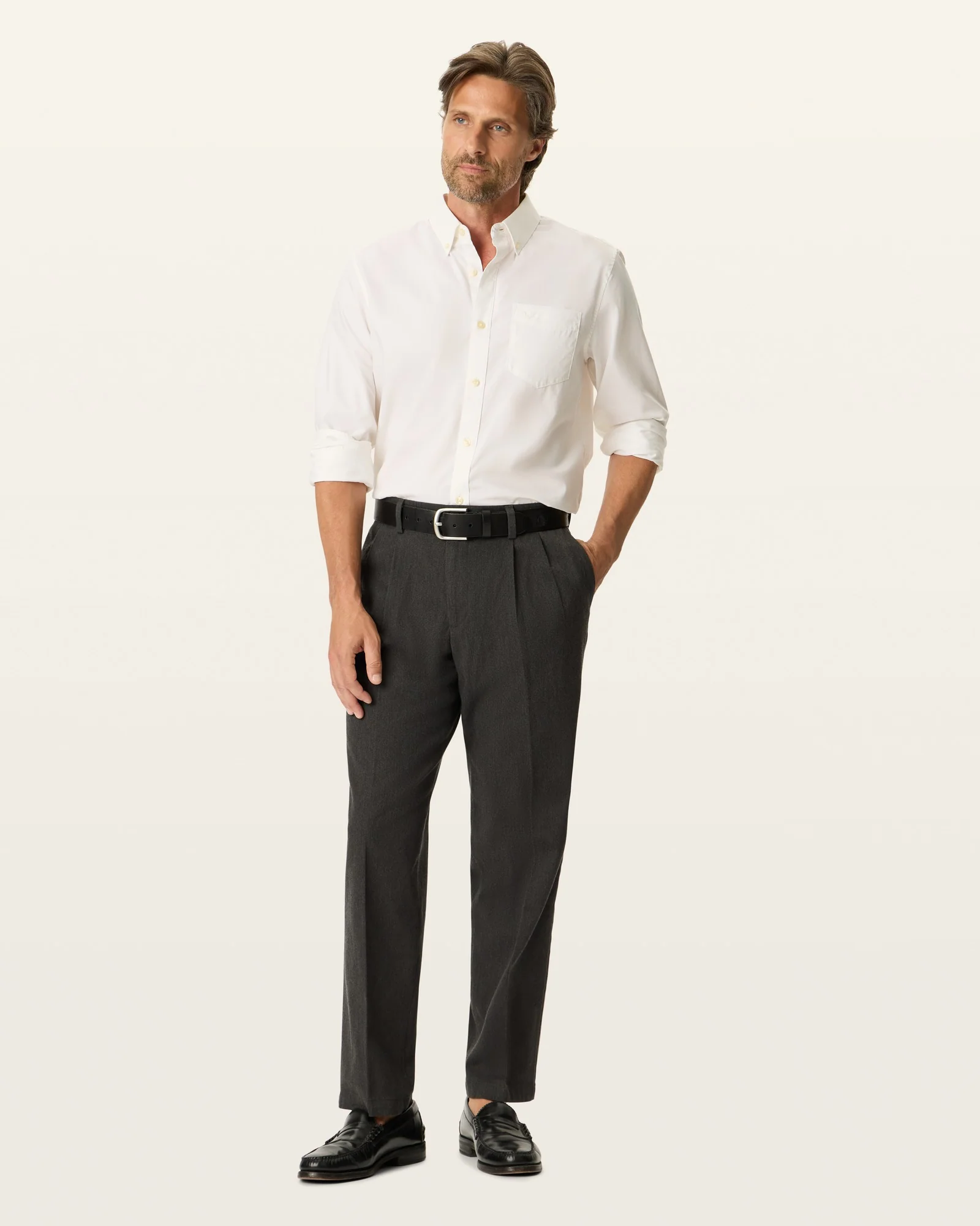 Signature Iron Free Khakis. Pleated. Classic Fit with Stain Defender®