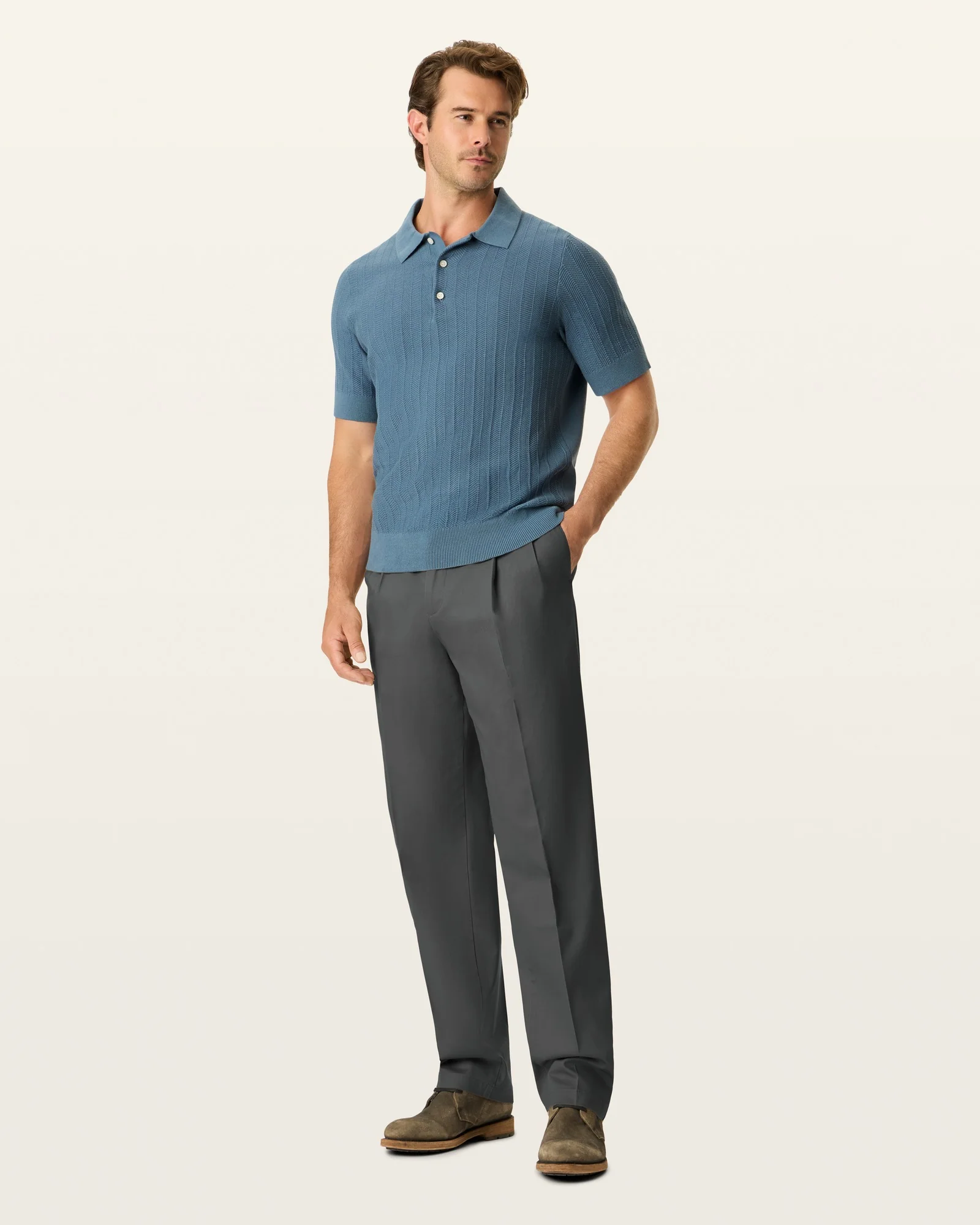 Signature Iron Free Khakis. Pleated. Relaxed Fit with Stain Defender®